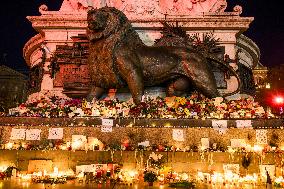 Tribute to November 13 at Republique Square - Paris