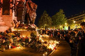 Tribute to November 13 at Republique Square - Paris