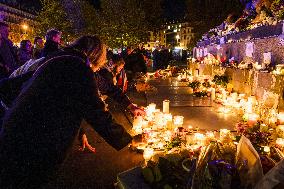 Tribute to November 13 at Republique Square - Paris