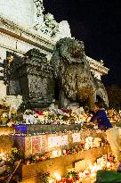 Tribute to November 13 at Republique Square - Paris