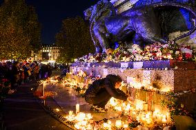 Tribute to November 13 at Republique Square - Paris