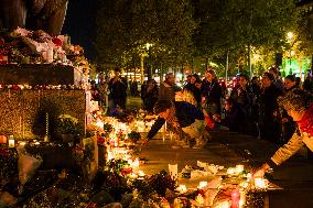 Tribute to November 13 at Republique Square - Paris