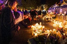 Tribute to November 13 at Republique Square - Paris