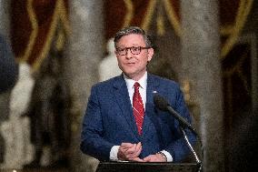 Speak Johnson Presser After US House Vote to Reopen the US Government