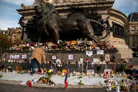 Tribute to November 13 at Republique Square - Paris