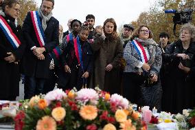 Marine Tondelier attends 13 november memorial at the Place de la Republique - Paris