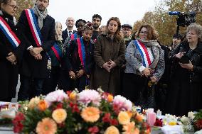 Marine Tondelier attends 13 november memorial at the Place de la Republique - Paris