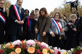 Marine Tondelier attends 13 november memorial at the Place de la Republique - Paris