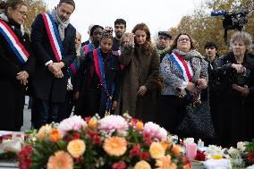 Marine Tondelier attends 13 november memorial at the Place de la Republique - Paris