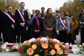 Marine Tondelier attends 13 november memorial at the Place de la Republique - Paris