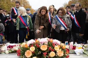 Marine Tondelier attends 13 november memorial at the Place de la Republique - Paris