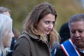 Marine Tondelier attends 13 november memorial at the Place de la Republique - Paris