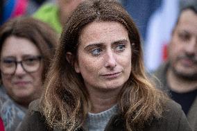 Marine Tondelier attends 13 november memorial at the Place de la Republique - Paris