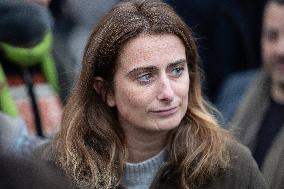 Marine Tondelier attends 13 november memorial at the Place de la Republique - Paris