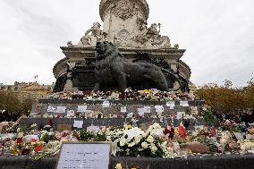 13 november memorial at the Place de la Republique - Paris