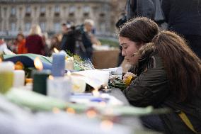 13 november memorial at the Place de la Republique - Paris