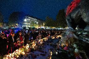 13 november memorial at the Place de la Republique - Paris