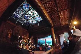 Special light-up at temple in northeastern Japan