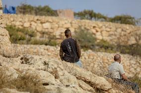 Palestinians Protest Against Israeli Settlers Near Hebron - Palestine