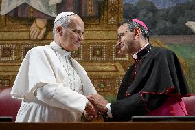 Pope Leo XIV At 2025-2026 Academic Year Opening Of The Aula Magna Of The Pontifical Lateran University - Rome