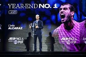 Carlos Alcaraz Wins ATP Year End No.1 Trophy - Turin