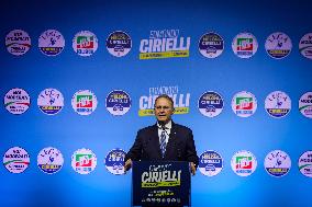 Campaign rally to support Campania regional candidate Edmondo Cirielli - Naples, Italy