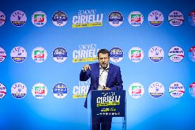 Campaign rally to support Campania regional candidate Edmondo Cirielli - Naples, Italy