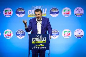 Campaign rally to support Campania regional candidate Edmondo Cirielli - Naples, Italy