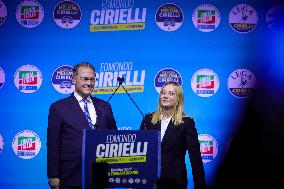 Campaign rally to support Campania regional candidate Edmondo Cirielli - Naples, Italy