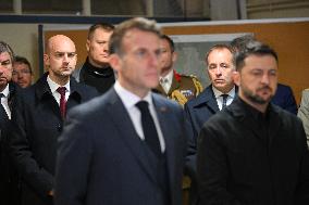 Macron and Zelensky at Headquarters of the Multinational Force Ukraine - Mont Valerien
