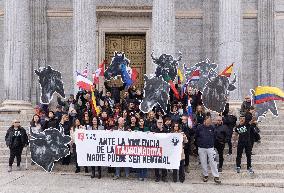 Anti-Bullfighting Protesters Rally in Front of Congress - Madrid