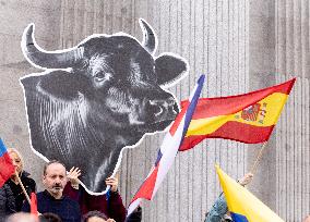 Anti-Bullfighting Protesters Rally in Front of Congress - Madrid