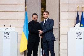 President Macron And President Zelensky Press Conference - Paris