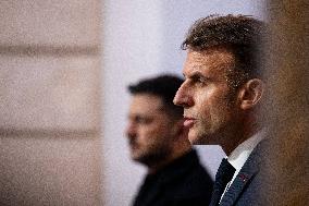 President Macron And President Zelensky Press Conference - Paris