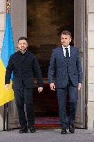 President Macron And President Zelensky Press Conference - Paris