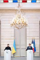 President Macron And President Zelensky Press Conference - Paris