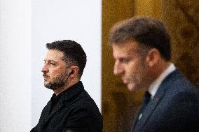 President Macron And President Zelensky Press Conference - Paris