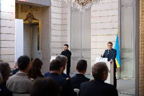 President Macron And President Zelensky Press Conference - Paris