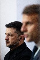 President Macron And President Zelensky Press Conference - Paris