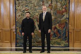 King Felipe Receives Zelenski - Madrid
