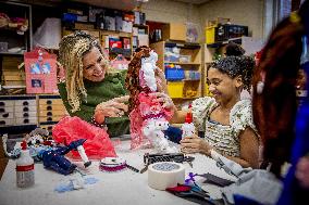 Queen Maxima Visits Mobiel Primary School - Amsterdam