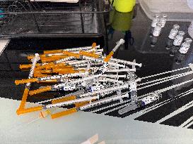 Illustration Covid And Flu Vaccination Syringes - France