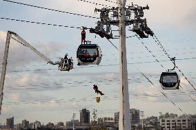 Firefighter evacuation exercice on urban cable car - Limeil-Brevannes