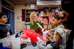 Queen Maxima Visits Mobiel Primary School - Amsterdam