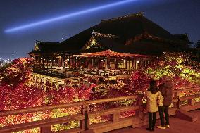 Kiyomizu temple lit up in Kyoto