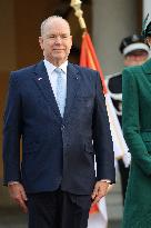 NO TABLOID - Prince Albert and Princess Charlene Welcome Portuguese President - Monaco