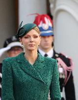 NO TABLOID - Prince Albert and Princess Charlene Welcome Portuguese President - Monaco