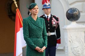 NO TABLOID - Prince Albert and Princess Charlene Welcome Portuguese President - Monaco