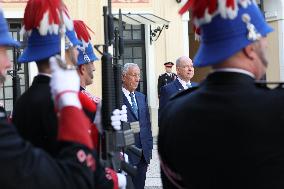 NO TABLOID - Prince Albert and Princess Charlene Welcome Portuguese President - Monaco