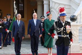 NO TABLOID - Prince Albert and Princess Charlene Welcome Portuguese President - Monaco